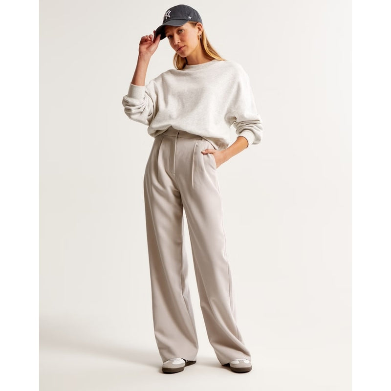Abercrombie & Fitch Sloan Trouser Pleated Wife-Leg Pant Size 32/14 in Light Taupe
