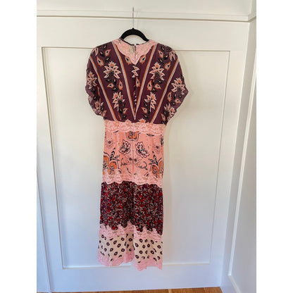 FARM Rio Mixed Print Maxi Dress Butterfly Floral Lace Boho Festival Size M