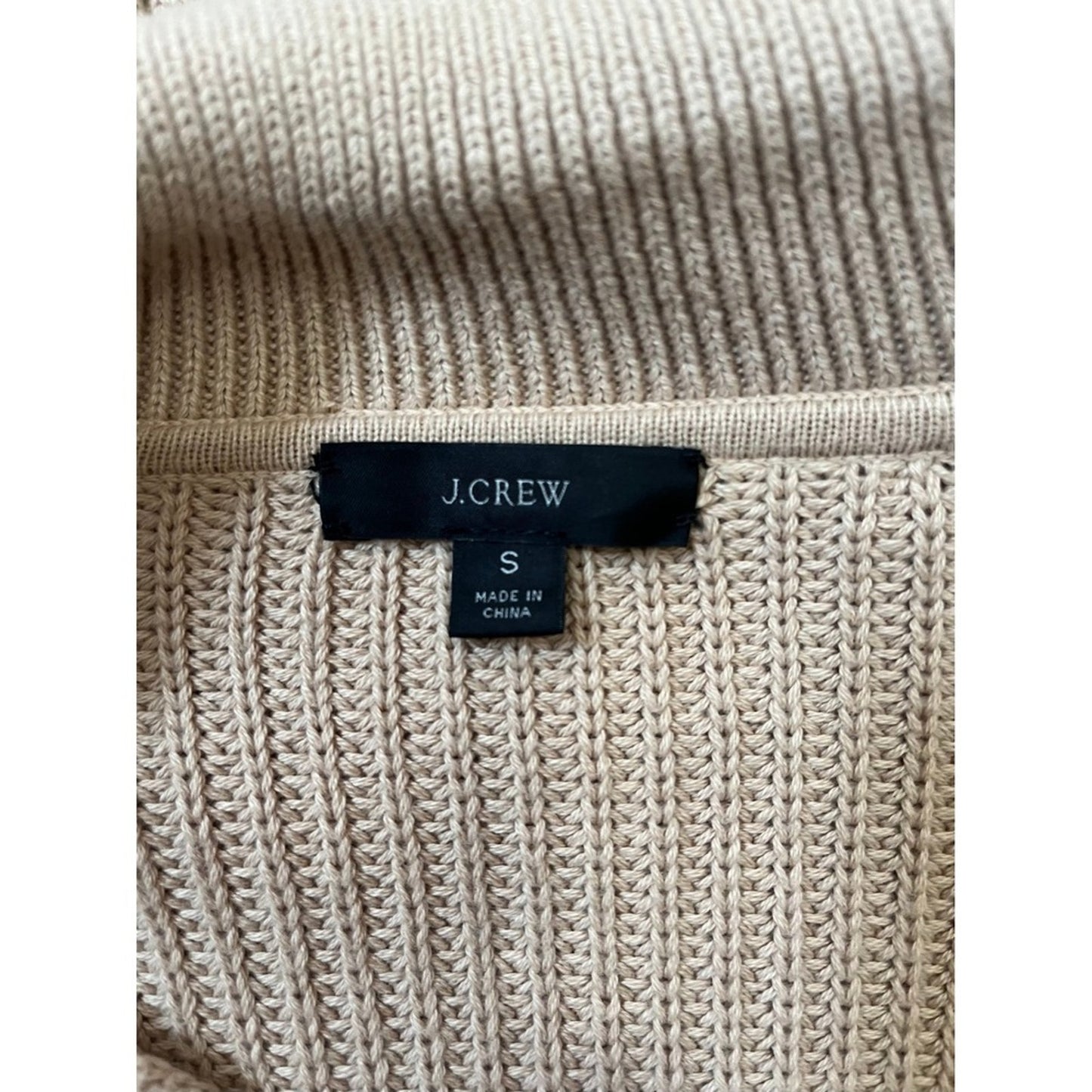J Crew Collared Ribbed Sweater Beige Long Sleeve Pullover Size Small