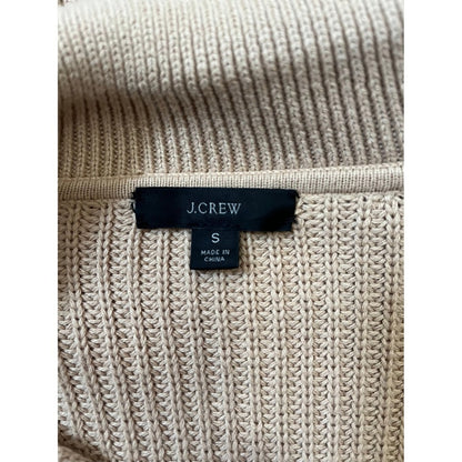 J Crew Collared Ribbed Sweater Beige Long Sleeve Pullover Size Small