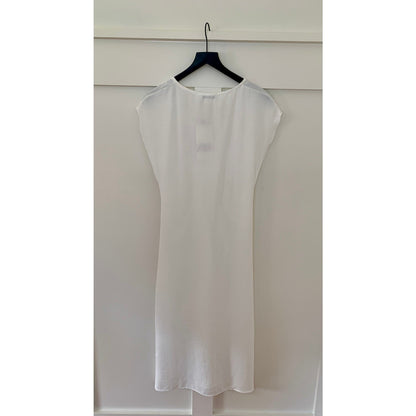 Zara Midi Dress in White Small Pullover Sleeveless V-Neck Ruched Party Boho