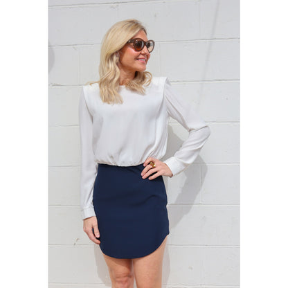NEW NWT Amanda Uprichard Baldwin Long Sleeve Mini Dress Size Small White Navy