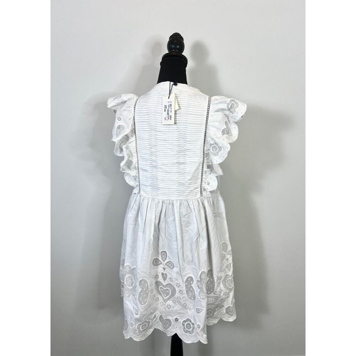 SEA White Jeanetta Eyelet Mini Dress in White‎ Size XS Lace Lined Cotton Party