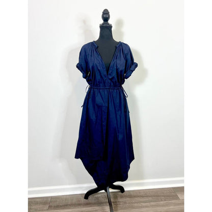 A.L.C. Odin Dress‎ in Maritime Navy Blue Size 4 Poplin Midi Asymmetric Cotton