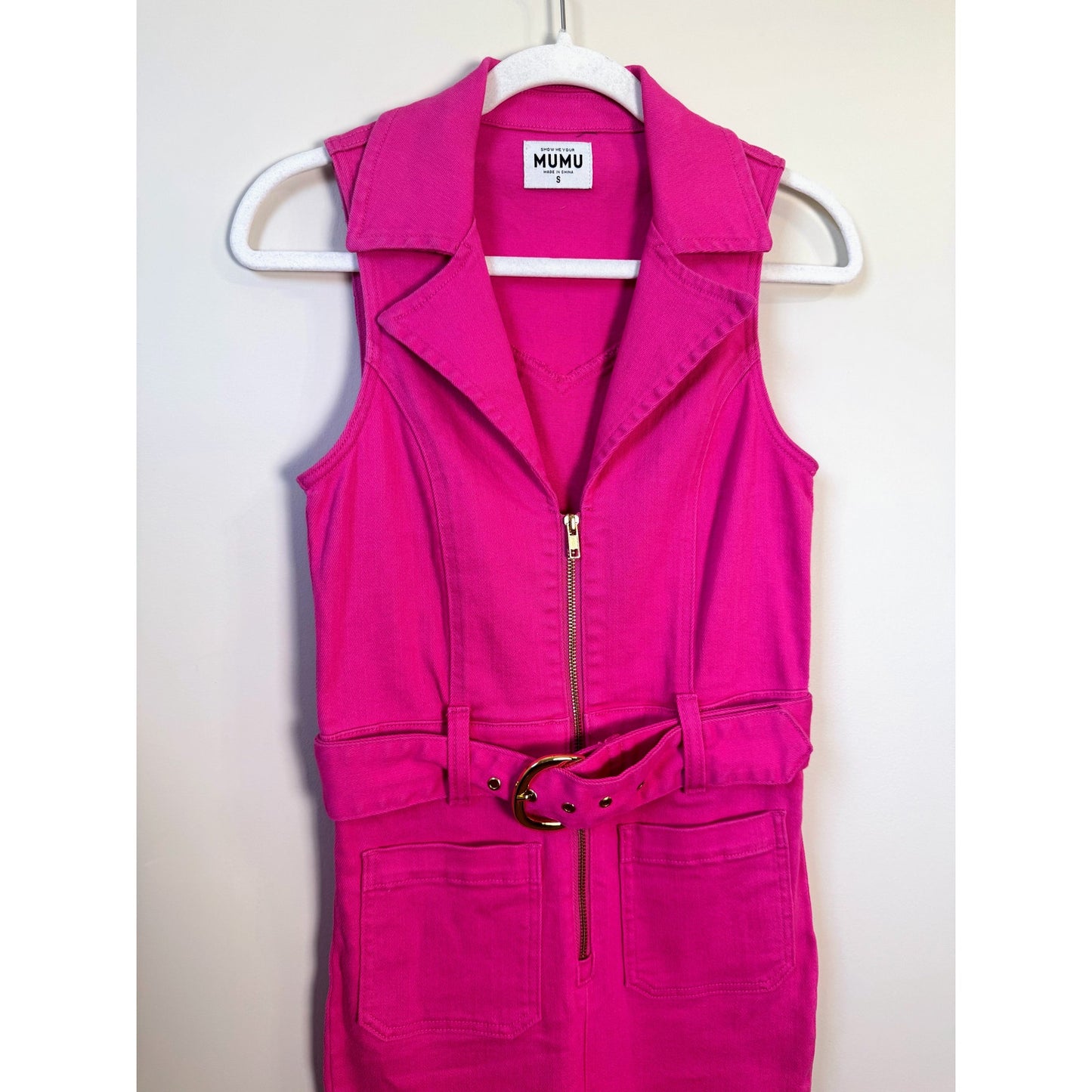 NEW Show Me Your Mumu Jacksonville Cropped Jumpsuit in Hot Pink Size Small