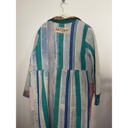 Jaded Gypsy Patchwork Quilted Duster Coat Long Sleeve Boho Festival