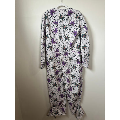 Isabel Marant Etoile Floral Bird Embroidered Utility Jumpsuit Ivory Purple