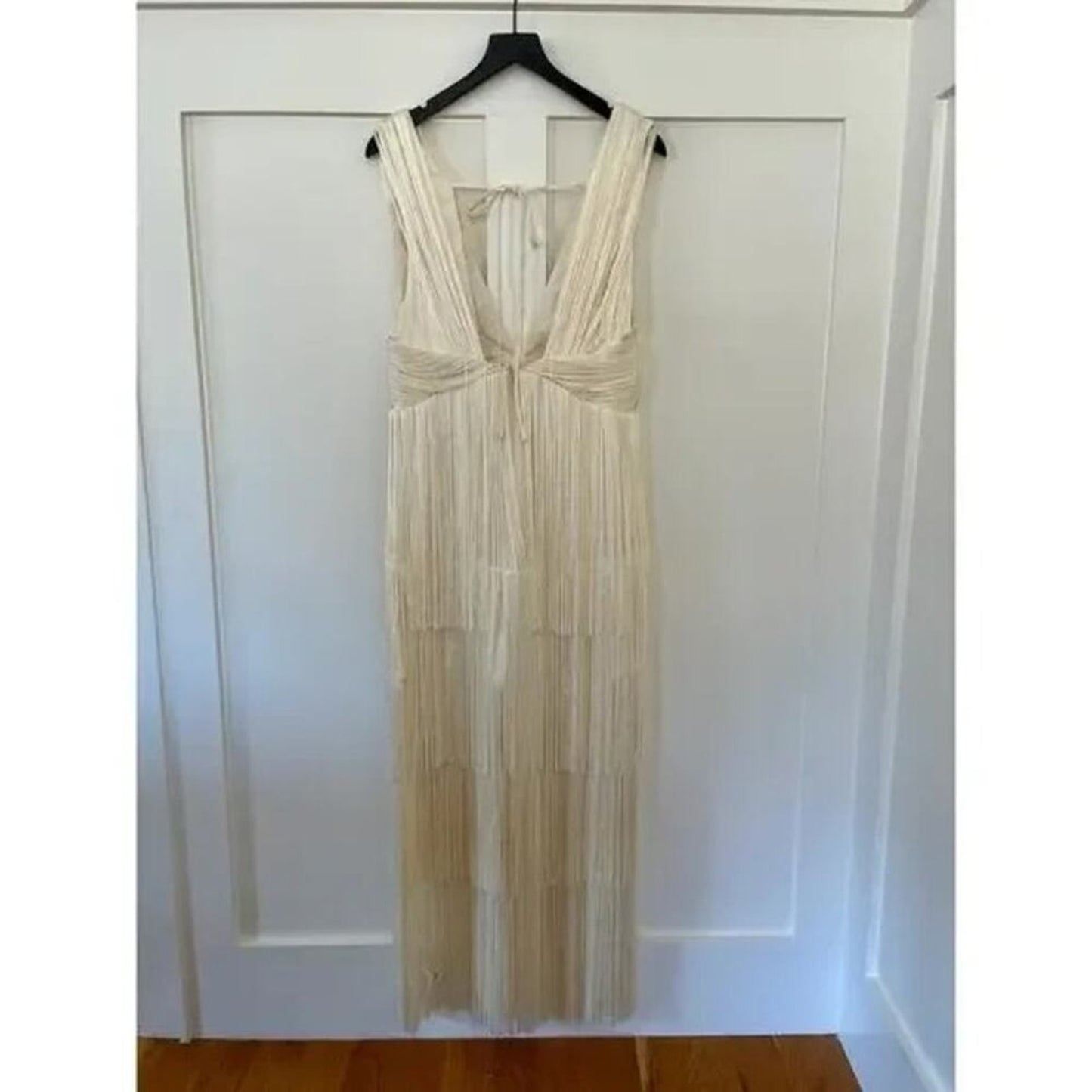 NEW NWT Michael Costello X Revolve Skylar Fringe Maxi Dress Ivory‎ Size XXS