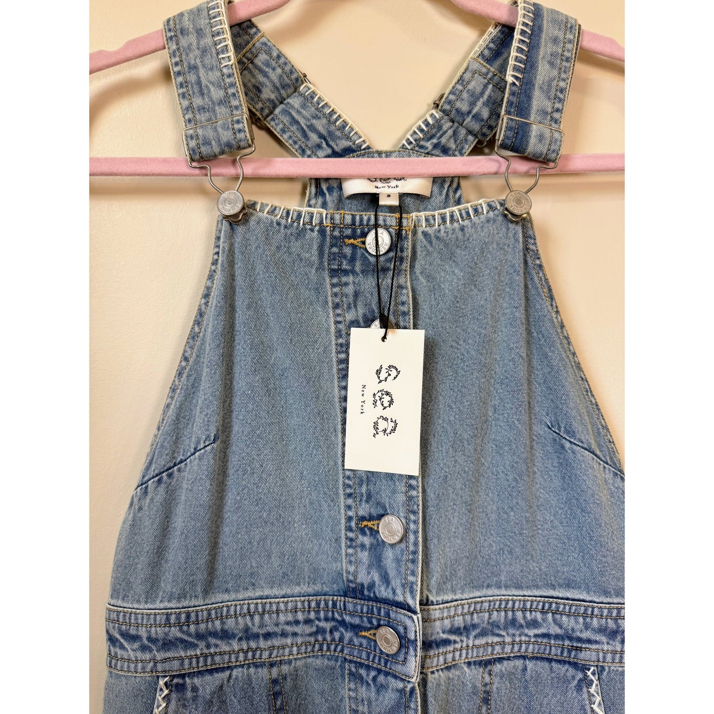 NEW NWT Sea NY Marion Mended Denim Overall Midi Dress Size 2