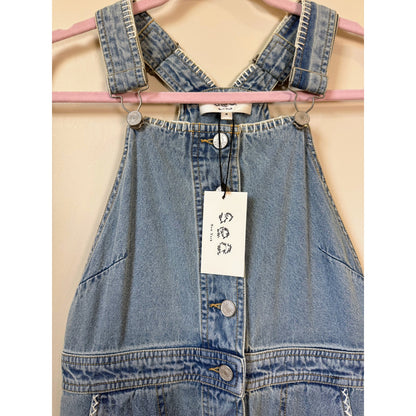 NEW NWT Sea NY Marion Mended Denim Overall Midi Dress Size 2
