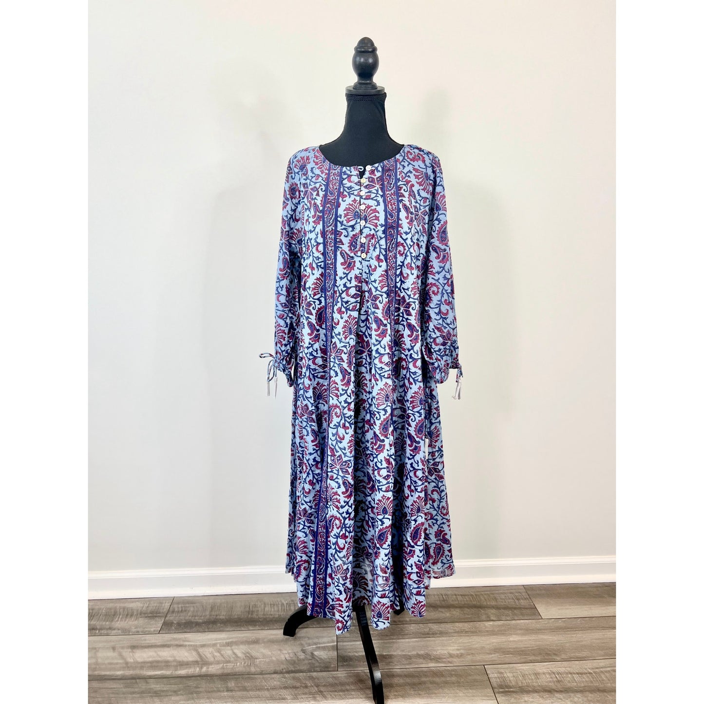 Cleobella Faith Caftan Midi Dress in Delhi Block Print Large Paisley Cotton