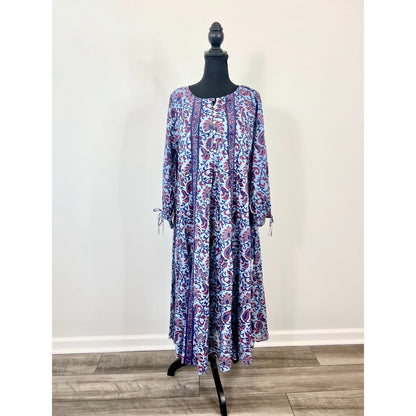 Cleobella Faith Caftan Midi Dress in Delhi Block Print Large Paisley Cotton