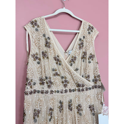 NEW NWT Mac Duggal Cap Sleeve Embellished Dress in Blush STYLE 93575 Size 20