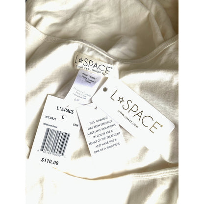 L*Space Wildwood Mini Tank Dress Cream Large Pullover Sleeveless Ruched Cotton