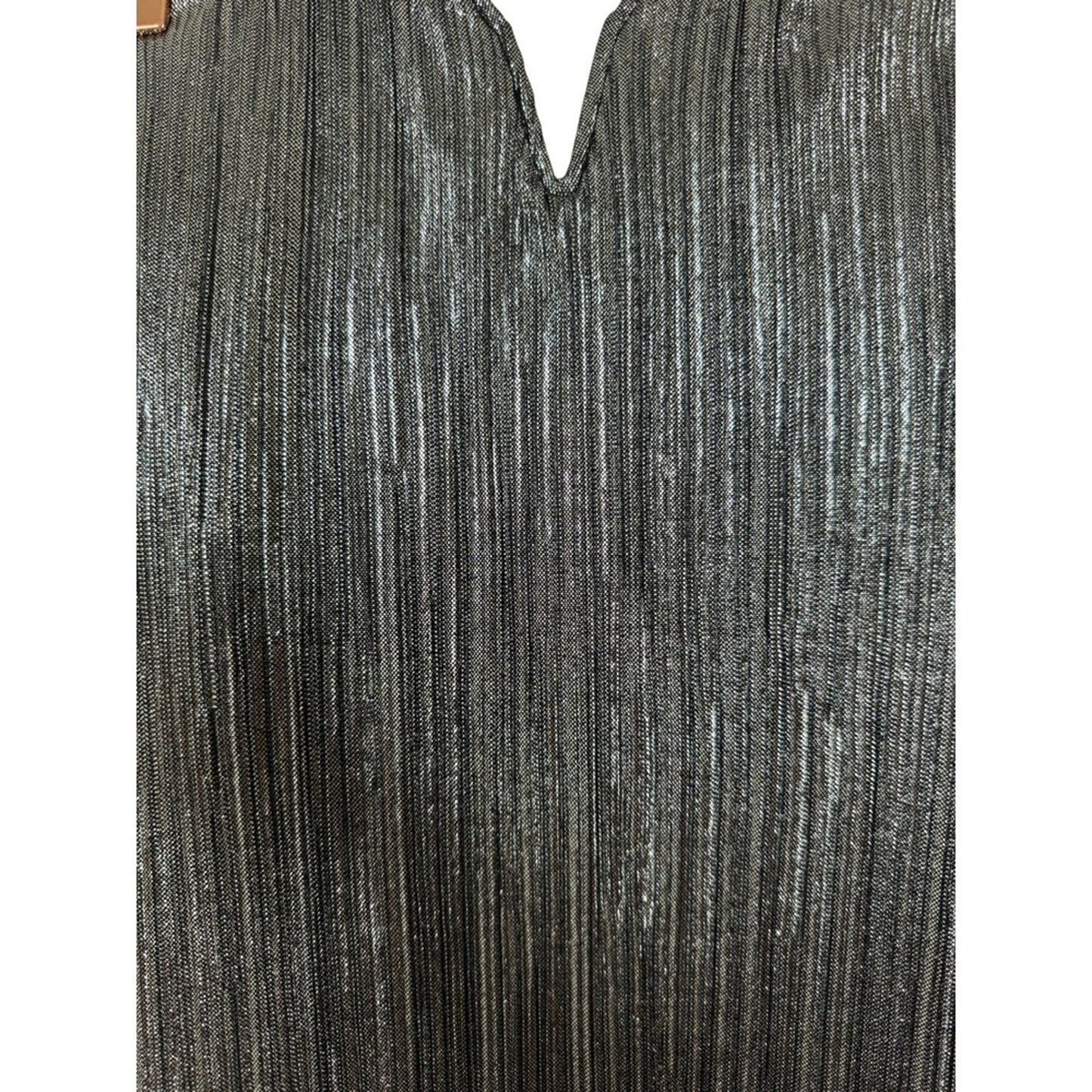 Show Me Your Mumu  Metallic Pleated Strapless Maxi Dress Large V-Notch Gown