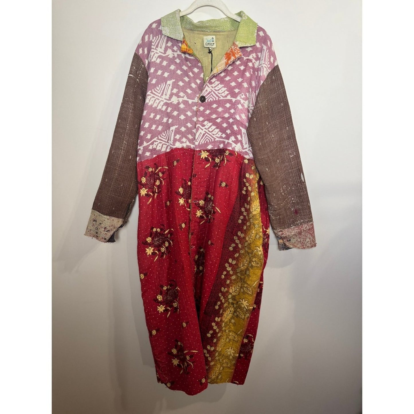 JADED GYPSY Patchwork Kantha Quilted Duster Coat Kimono Boho Festival