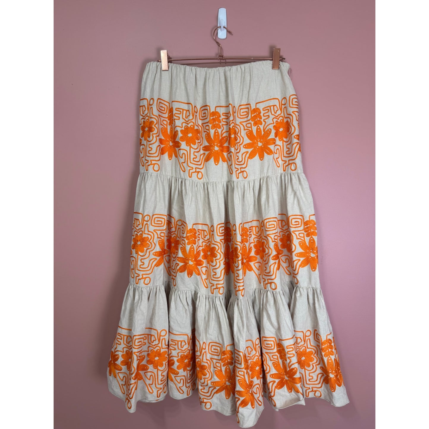 Maje Jin Embroidered Tiered Maxi Skirt Floral
