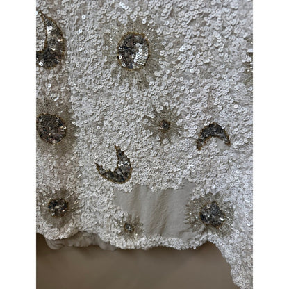 Show Me Your Mumu White Sequin Celestial Sun Moon Maxi Skirt Beaded