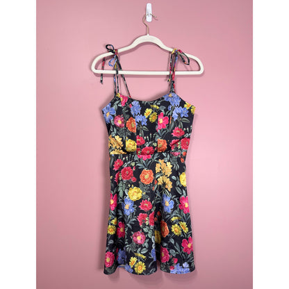 Show Me Your Mumu Juliet Mini Dress Black Floral Print Size Large