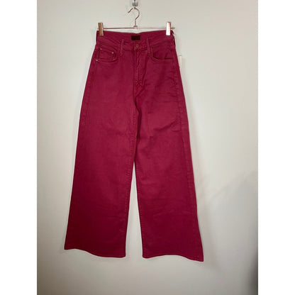 NEW NWT MOTHER Wide Leg Crop Jeans Crimson Red Size 25 Denim Flare Pants