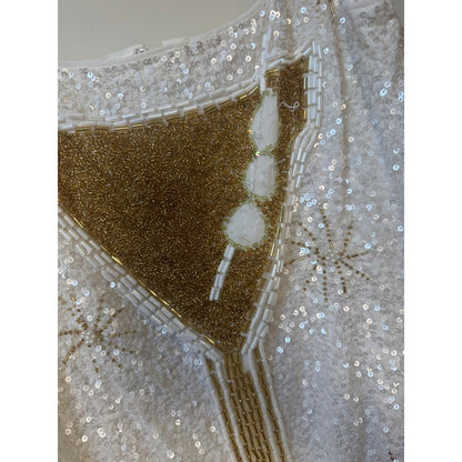 Show Me Your Mumu Martini Mini Dress White Sequin Beaded Cocktail Party Large