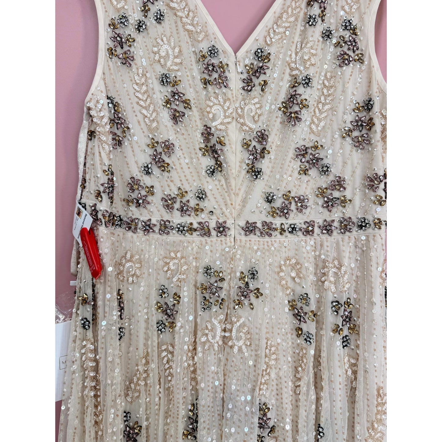 NEW NWT Mac Duggal Cap Sleeve Embellished Dress in Blush STYLE 93575 BLUSH SIZE 18