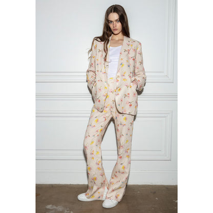 NEW NWT Zadig & Voltaire Pistol Split Floral Linen Pants Size 36/US Size 6