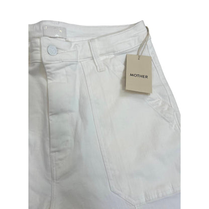 MOTHER Private Double Pocket Skimp Jeans in White Size 29 Cargo Zip Fly Stretch