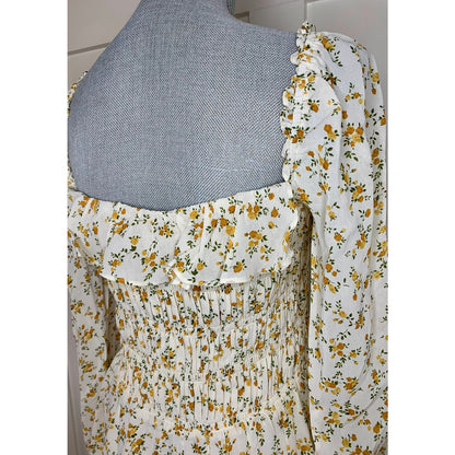 Reformation Morris Mini Dress in Adagio Floral Sz 10 Long Sleeve Pullover Lined