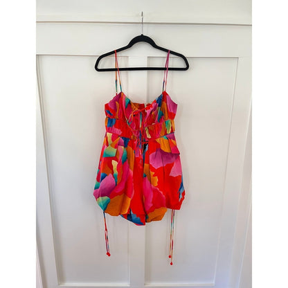 FARM Rio Abstract Floral Print Tie Front Romper Size M