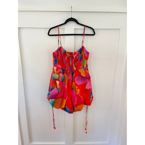 FARM Rio Abstract Floral Print Tie Front Romper Size M