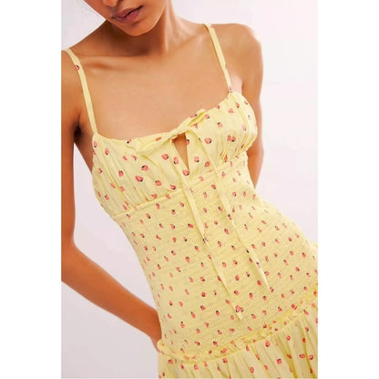 NEW Free People Strawberry Lemon Midi Picnic Dress Size Large