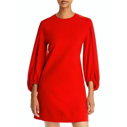 Boss Dageta Shift Dress Mini in Bright Red Size 2 Long Sleeve Stretch Party