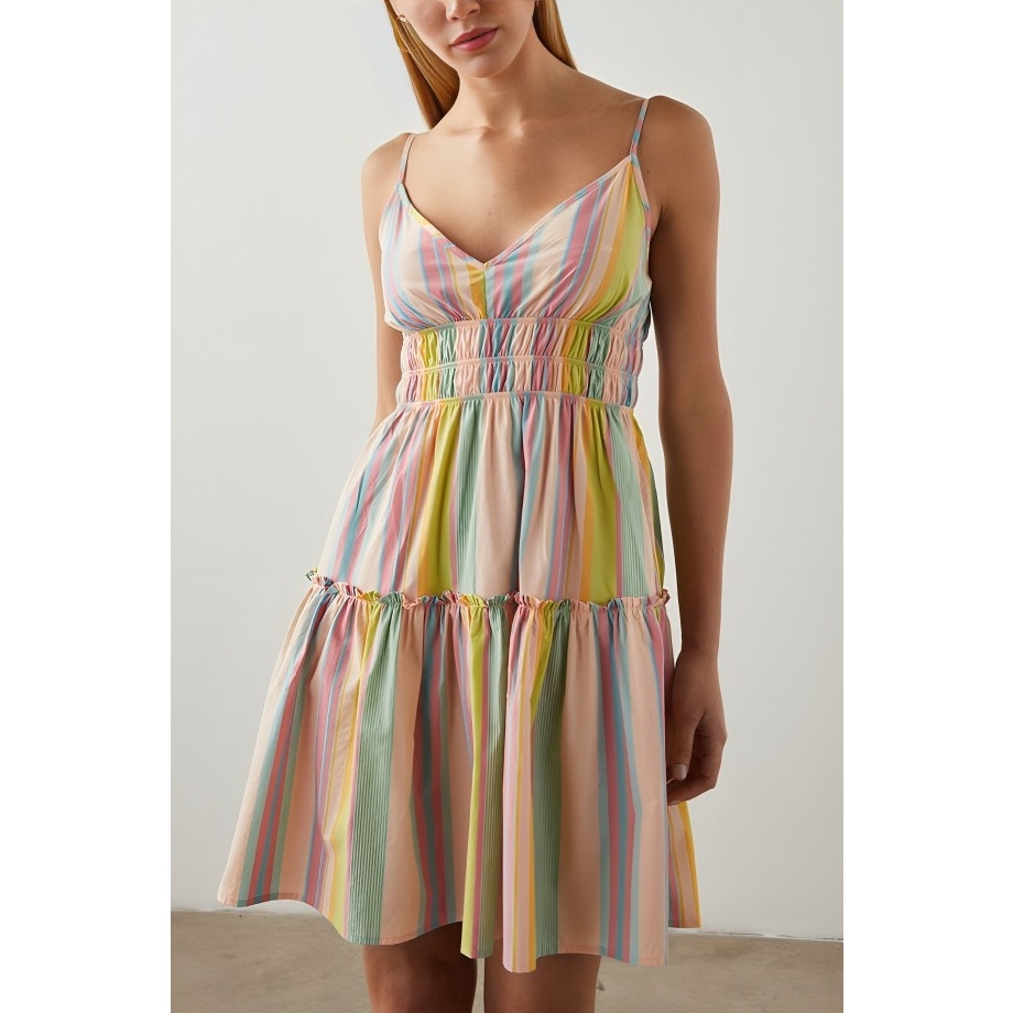 Rails Carmen Mini Dress in Guava Stripe Multi Small Pullover Sleeveless V-Neck