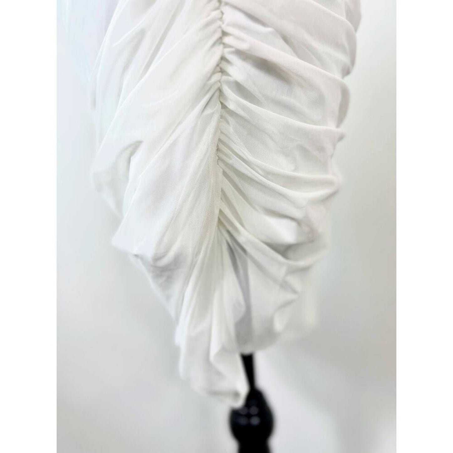 Majorelle‎ Ursula Mini Dress in White Medium Asymmetrical Strapless Ruched Mesh