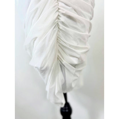 Majorelle‎ Ursula Mini Dress in White Medium Asymmetrical Strapless Ruched Mesh