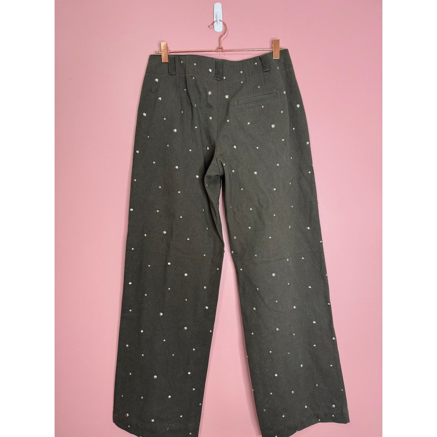 Free People Embellished Suit Set in Gray Size 4 Studded Relaxed Mid-Rise Pockets