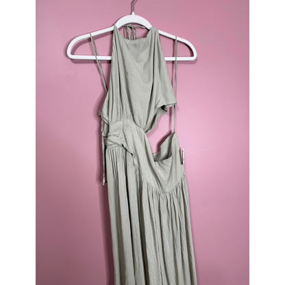 Free People Suki Midi Dress in Neutral Size XL Cutout Sleeveless Tie Back Party