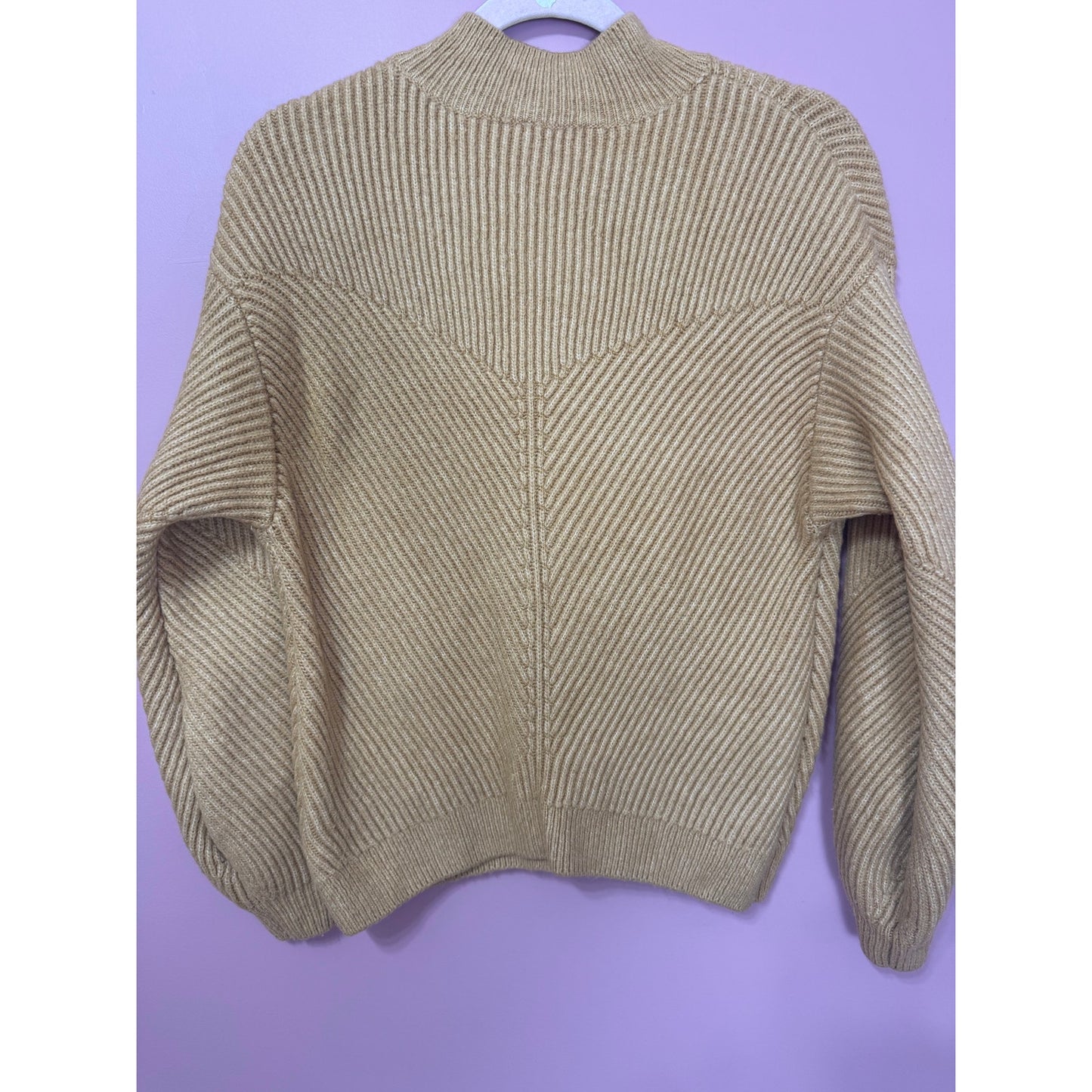 & Other Stories Brown Ribbed Mech Neck Wool-Blend Sweater Size Medium