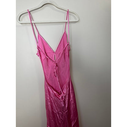 Bec + Bridge Pink Satin Maxi Dress V-Neck Open Back Formal Gown NEW