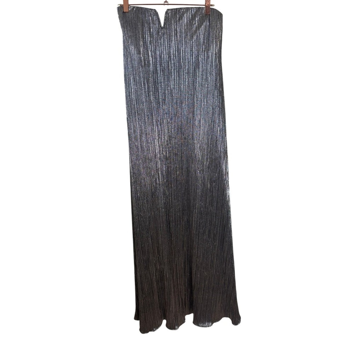 Show Me Your Mumu  Metallic Pleated Strapless Maxi Dress Large V-Notch Gown