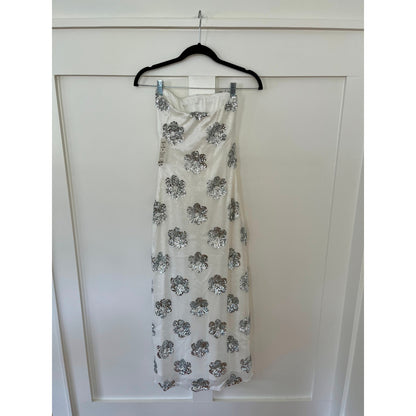 NEW NWT Show Me Your Mumu Taylor Tube Midi Dress White Silver Size XS