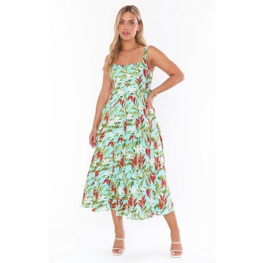 Show Me Your Mumu Prim Dress Midi Spicy Peppers Medium Floral Sleeveless Lined