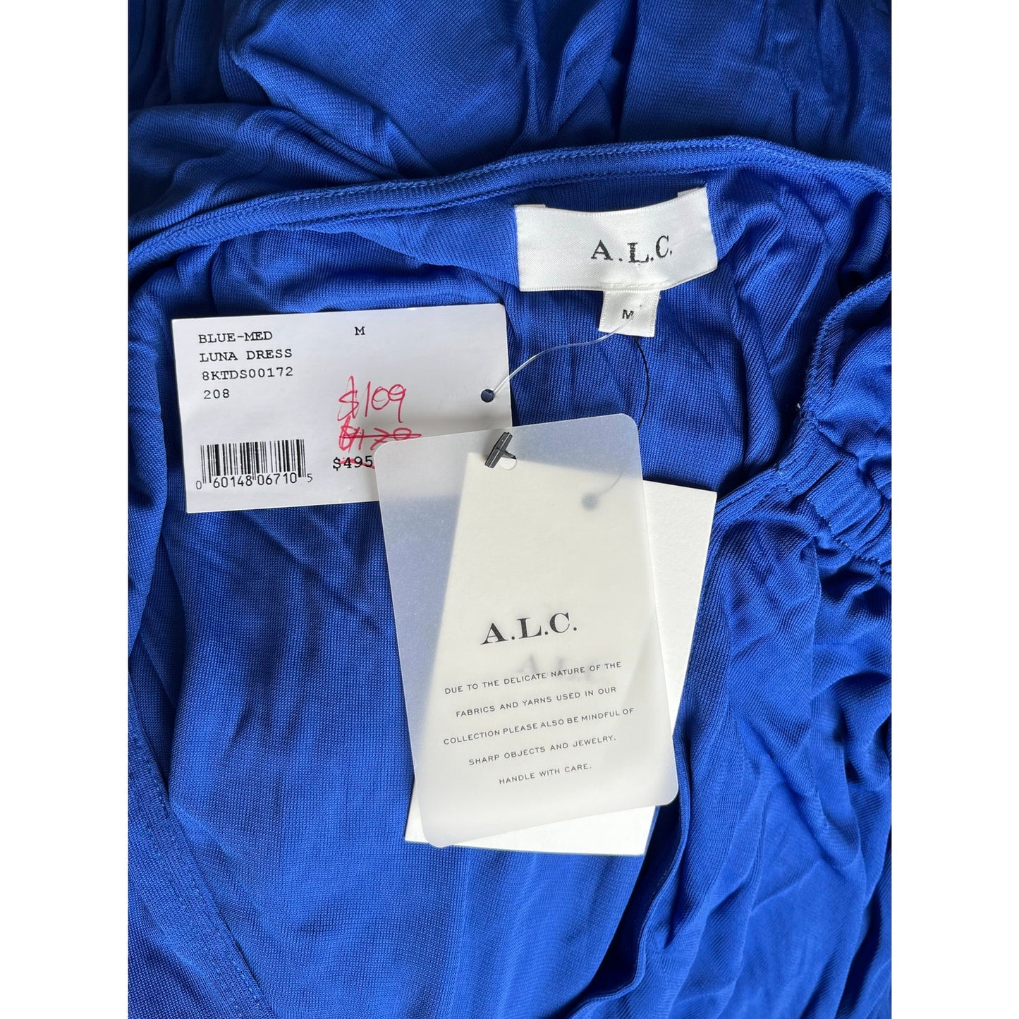 NEW NWT A.L.C. Luna Mini Dress Cobalt Blue Size Medium