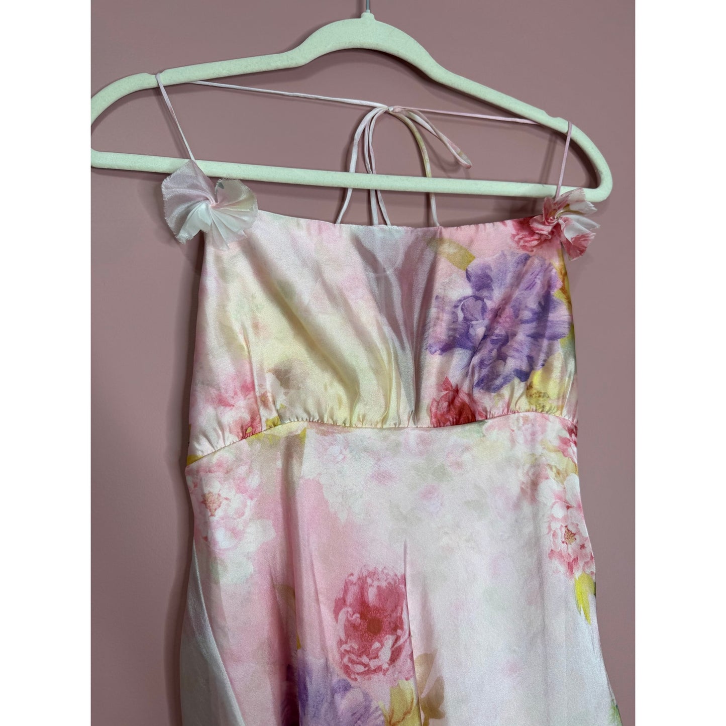 For Love & Lemons Lisa Maxi Dress in Floral Medium Sheer Strappy Lace-Up Back