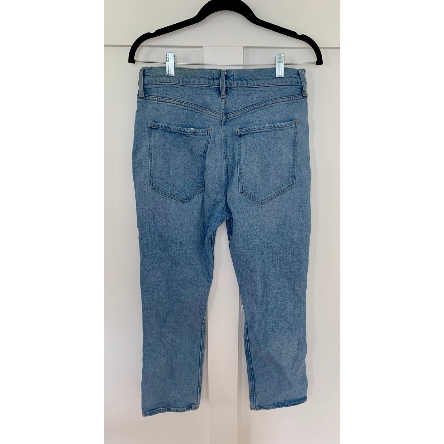 Agolde Riley Straight Crop Jeans in Whiplash Size 30 High Rise Denim Button Fly