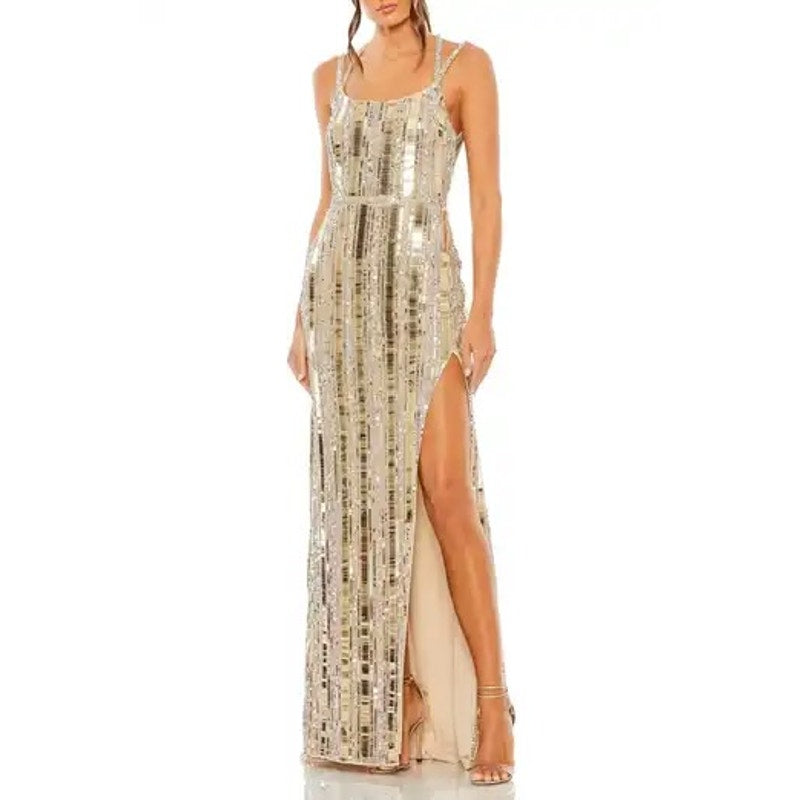 Mac Duggal Beaded Embellished Mirror Gown Size 6 STYLE 38391