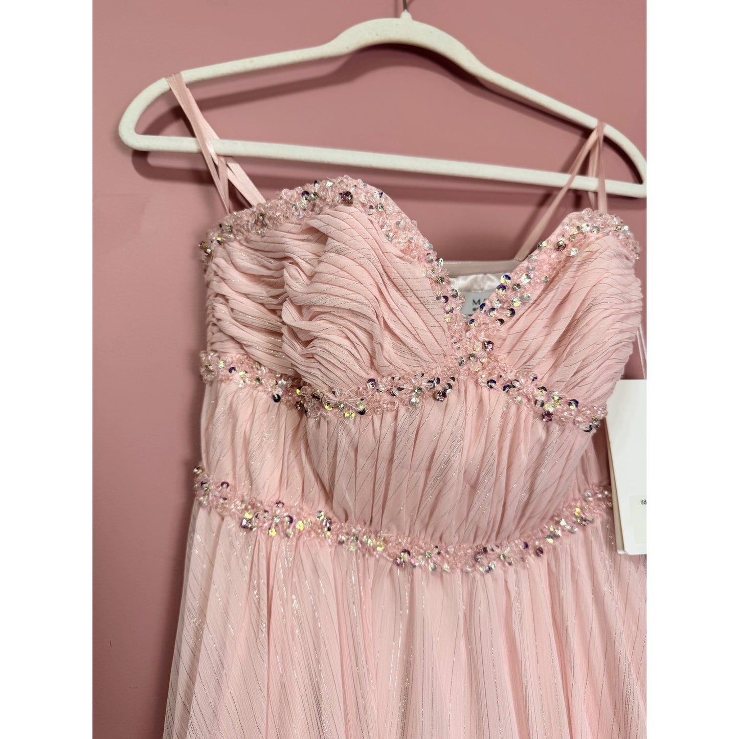 NEW NWT Mac Duggal Beaded Ruffle High Low Gown SYLE 68096 Size 2 in Pink