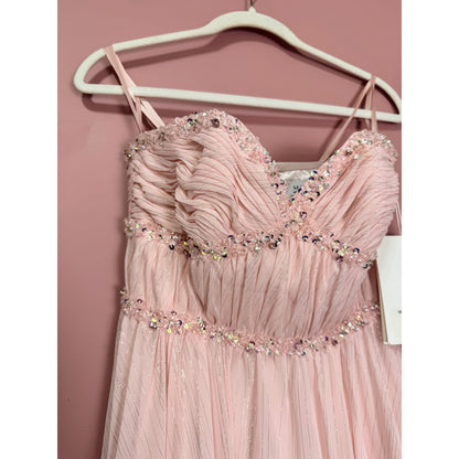 NEW NWT Mac Duggal Beaded Ruffle High Low Gown SYLE 68096 Size 2 in Pink