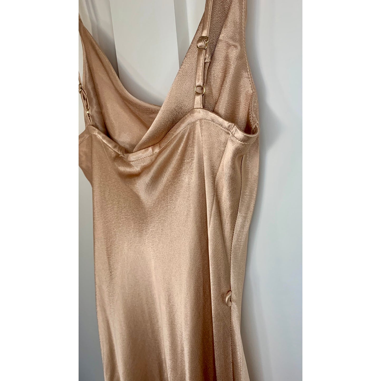 Shona Joy La Lune Bias Maxi Dress in Desert Rose Size 4 Cowl Neck Front Split